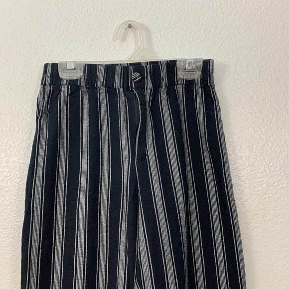 Brandy Melville High Rise Striped Tilden Pants Slim Straight Ankle Crop - Picture 3 of 11